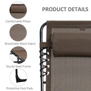 Chaise longue pliante avec dossier réglable et coussin amovible, marron