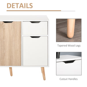 Buffet scandinave avec tiroir, blanc et bois naturel
