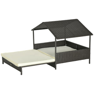 Extendable outdoor wicker niche with soft cushion and washable cover