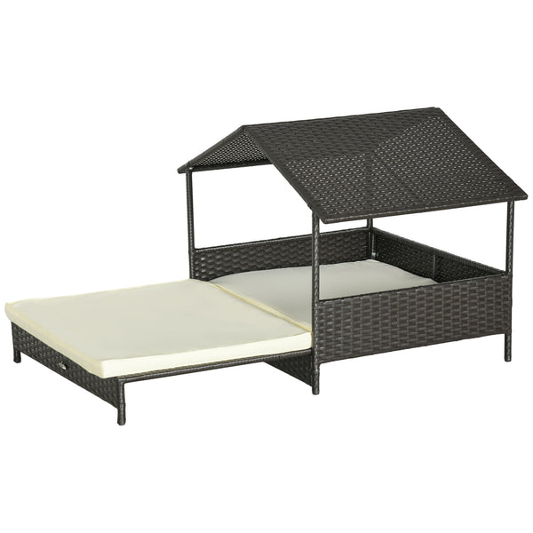 Extendable outdoor wicker niche with soft cushion and washable cover