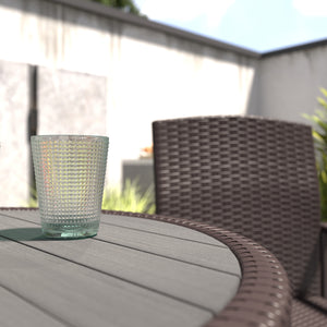 Ensemble de bar de terrasse 3 pièces, table et chaises de bistrot en rotin, marron foncé