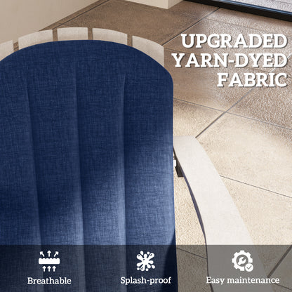 Lot de 2 coussins de chaise Adirondack à dossier haut avec attaches, mousse haute densité, bleu marine