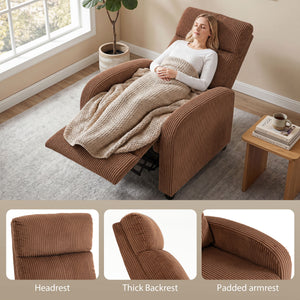 Fauteuil inclinable en velours côtelé, brun