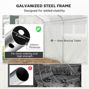 Tunnel greenhouse with structure and windows made of UV and wind resistant galvanized steel