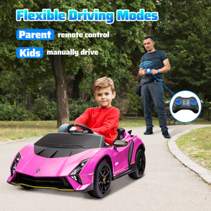Voiture pour enfants 12V Lamborghini Autentica sous licence avec télécommande, rose