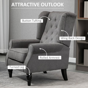Fauteuil d'appoint en tissu capitonné, pieds en bois, gris anthracite