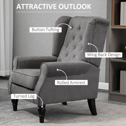 Fauteuil d'appoint en tissu capitonné, pieds en bois, gris anthracite