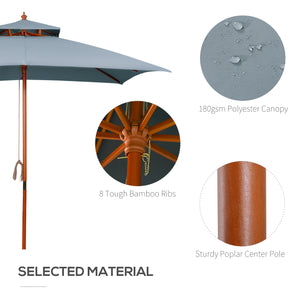 Parasol de jardin 10x10 pieds, carré en bois, avec 2 poulies, style pagode, gris