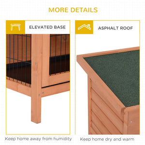 Large Wooden Pet Hutch with Locking Doors, Leak-Proof Tray and Waterproof Roof, Orange