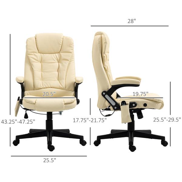 Adjustable heated and massaging office chair, beige