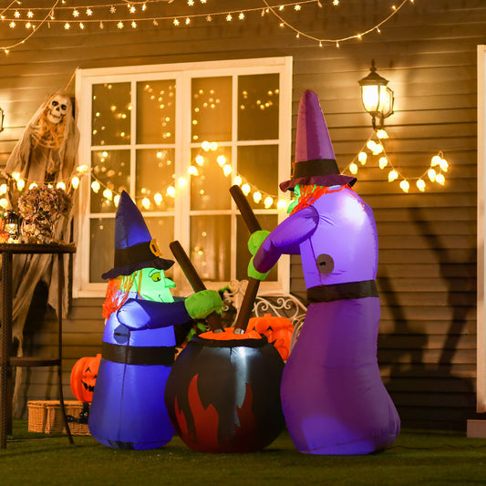Gonflable Halloween deux vieilles sorcières et potions magiques décoration avec LED