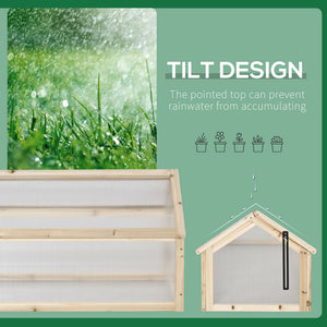 Serre de jardin surélevée portable en bois naturel avec couvercle ouvrant