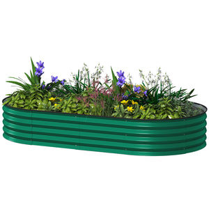 Jardinière d'extérieur surélevée en acier galvanisé avec tuteur métallique, verte