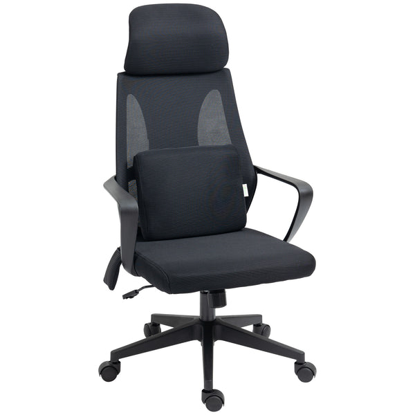 High-back office chair with lumbar massage cushion