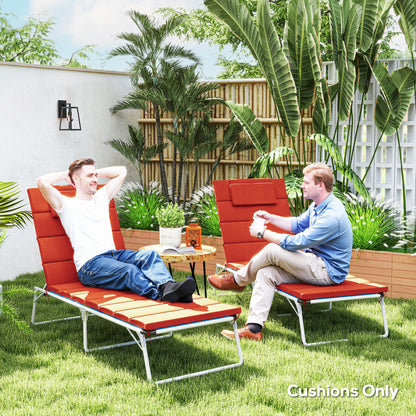 Coussins de chaise longue, lot de 2, pliables, UPF50+, 203 x 66 cm, bordeaux