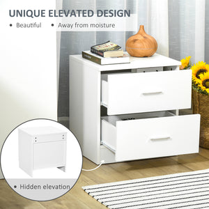 Table de chevet avec 2 tiroirs blanche