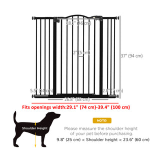 Barrière pour chien extra haute avec porte, noire