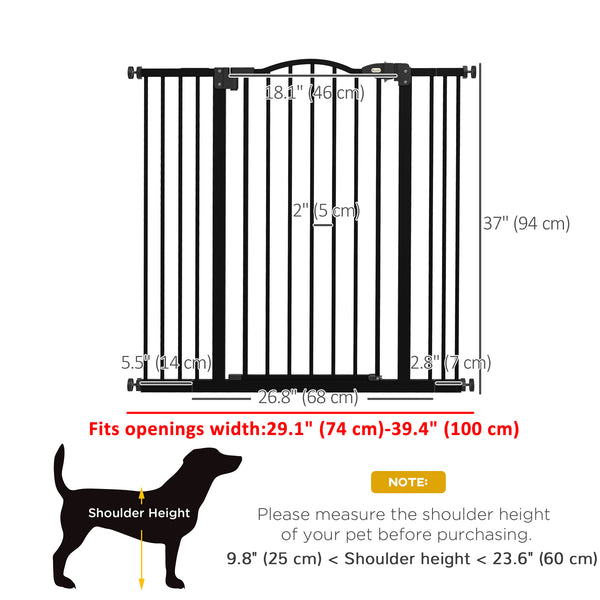 Barrière pour chien extra haute avec porte, noire