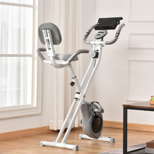 Soozier Folding Bike, Indoor Stationary Bike with 8-Level Magnetic Resistance and LCD Display, for Cardio Workout, Grey