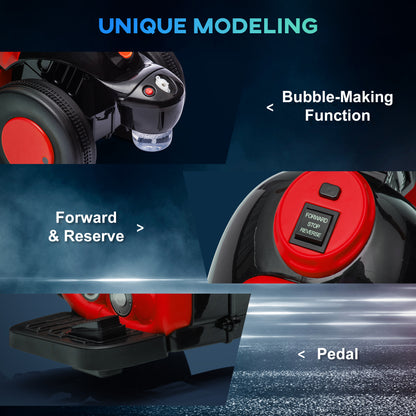 Moto électrique pour enfants, voiture à bulles 6 V avec phare LED, musique, pédale, pour 2 à 5 ans, noire et rouge
