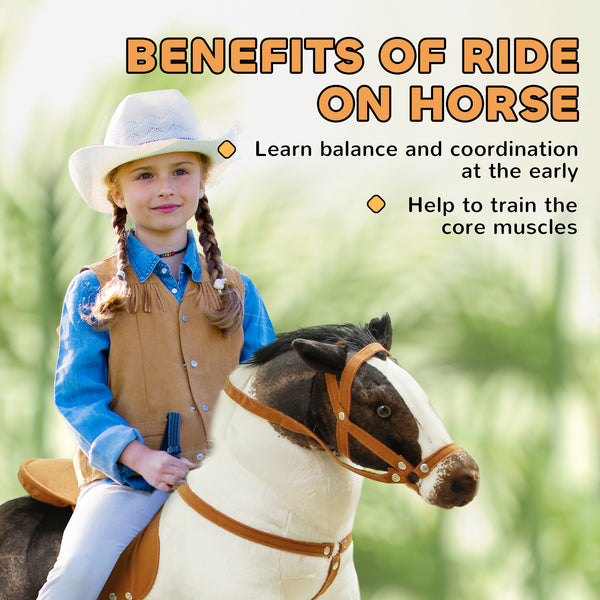 Plush horse with neighing and soft filling, brown