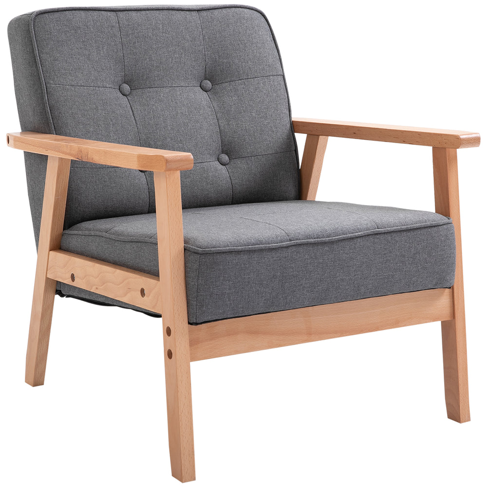 Fauteuil d'appoint avec dossier capitonné en tissu moderne, Gris