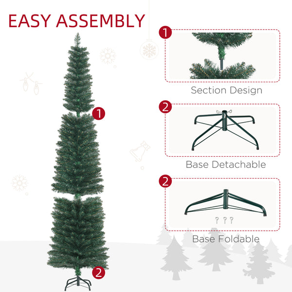Sapin de Noël artificiel vert de 7 pieds avec support pliable noir