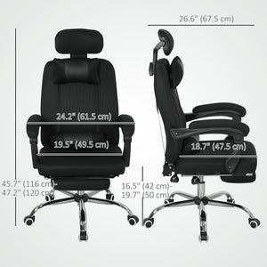 Fauteuil de bureau ergonomique à dossier haut avec repose-pieds et soutien lombaire, noire