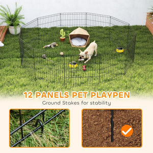 Foldable metal playpen with 12 panels
