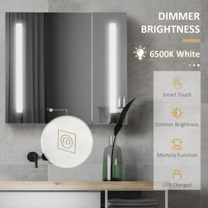 Armoire à pharmacie avec miroir et éclairage, blanc