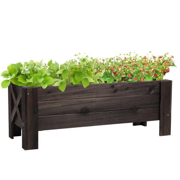 Raised planter, carbonized finish