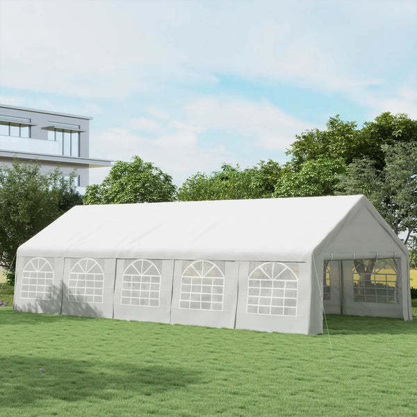 Tente de réception extérieure 8,7 x 4,8 m avec parois amovibles, Blanc