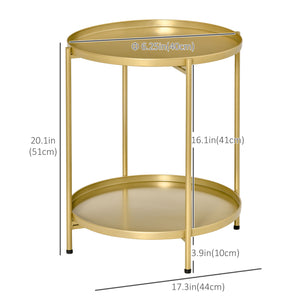 Table d'appoint dorée à 2 niveaux