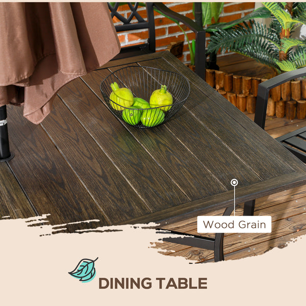 7-Piece Outdoor Dining Set with Stacking Chairs and Wooden Seat, Brown