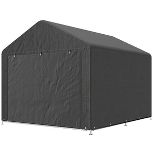Waterproof portable garden shed with roll-up zip door, dark grey