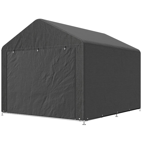 Waterproof portable garden shed with roll-up zip door, dark grey