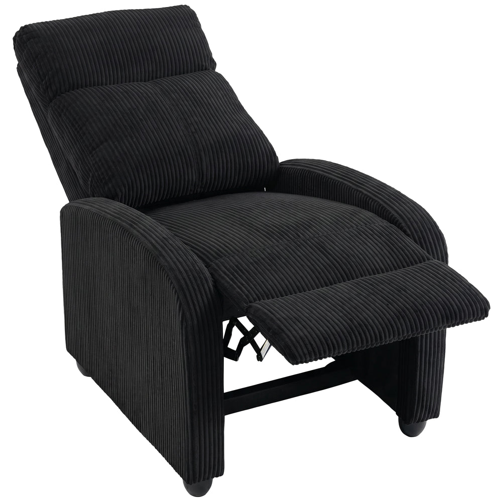 Fauteuil inclinable en velours côtelé, noir