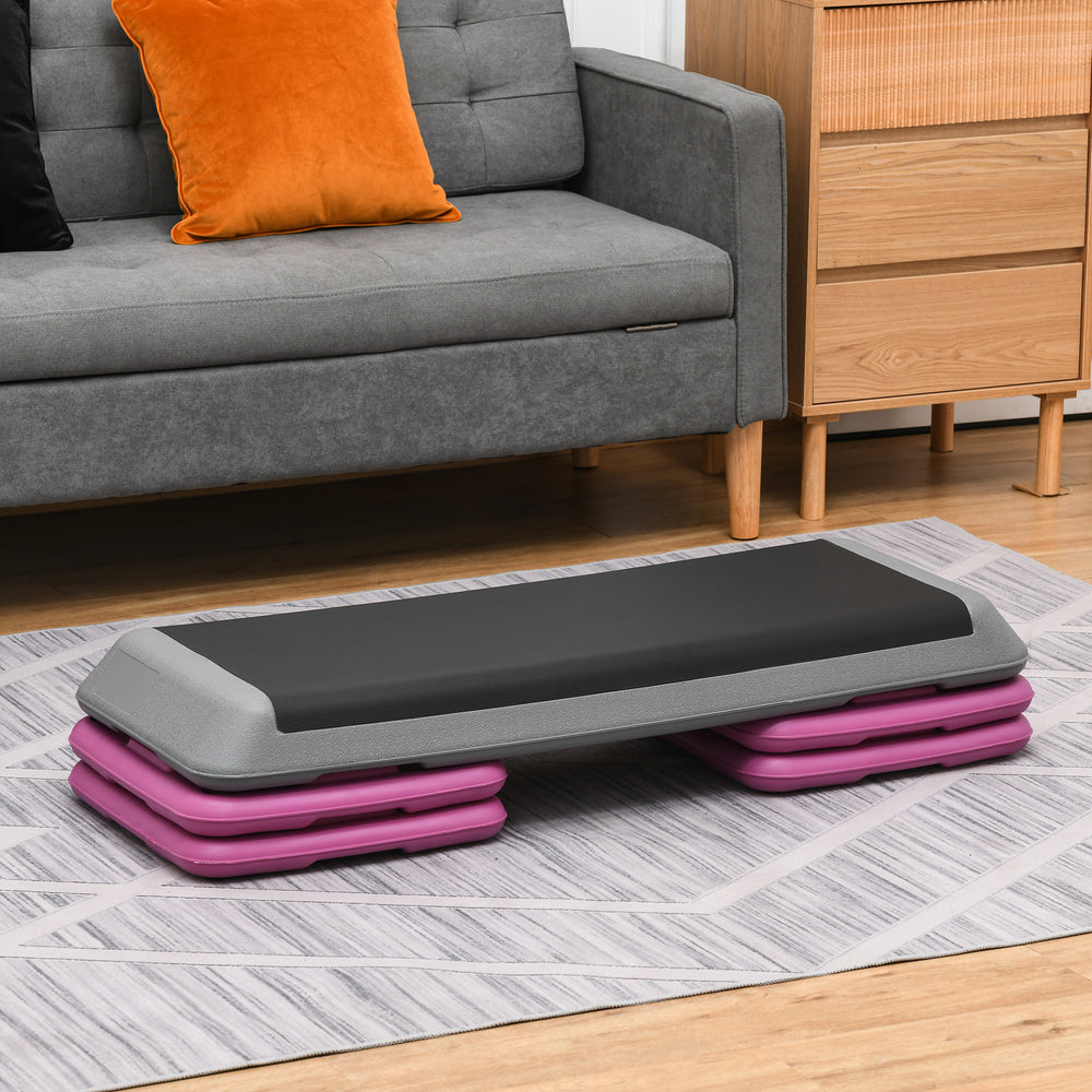 Stepper d'aérobic réglable de 43 pouces à 3 niveaux avec rehausseurs noir et violet