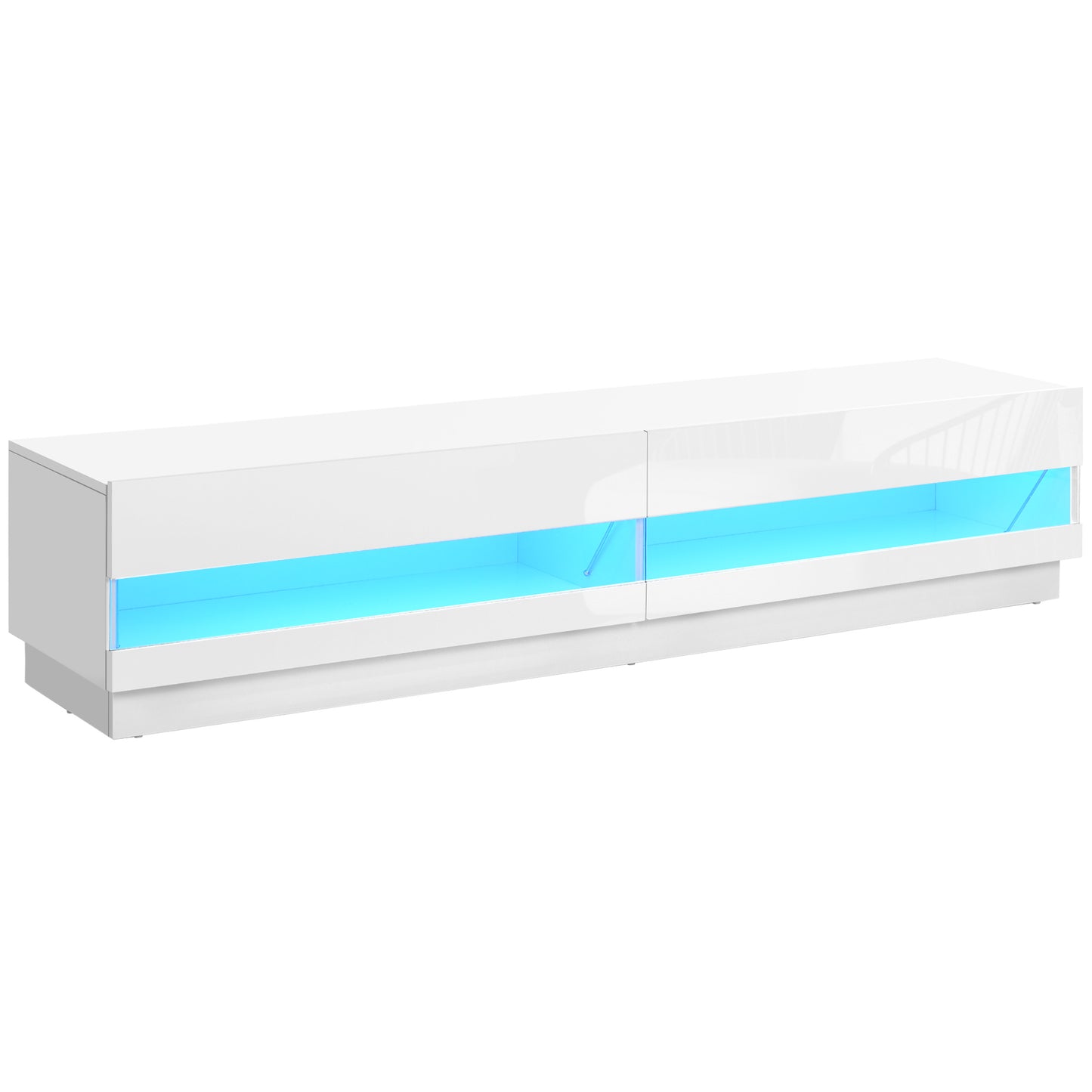 HOMCOM Illuminated TV Stand for TVs up to 75 inches, TV Cabinet with Storage for Living Room, Glossy White