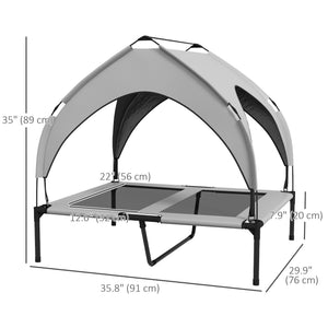 Elevated cooling dog bed with washable breathable mesh canopy