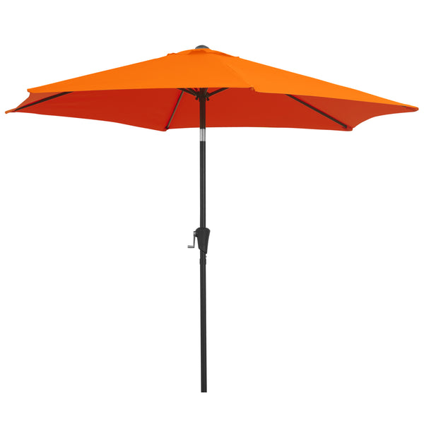 6.5-foot round parasol with crank and tilting canopy, orange