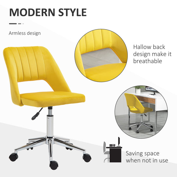 Mid-back office chair in yellow velvet.