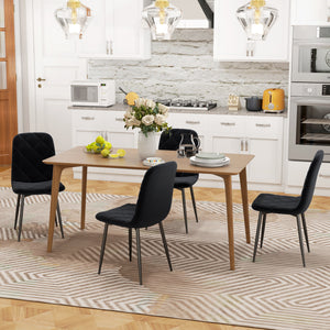 Lot de 4 chaises de salle à manger rembourrées avec pieds en acier, chaise de cuisine moderne pour salle à manger, noir