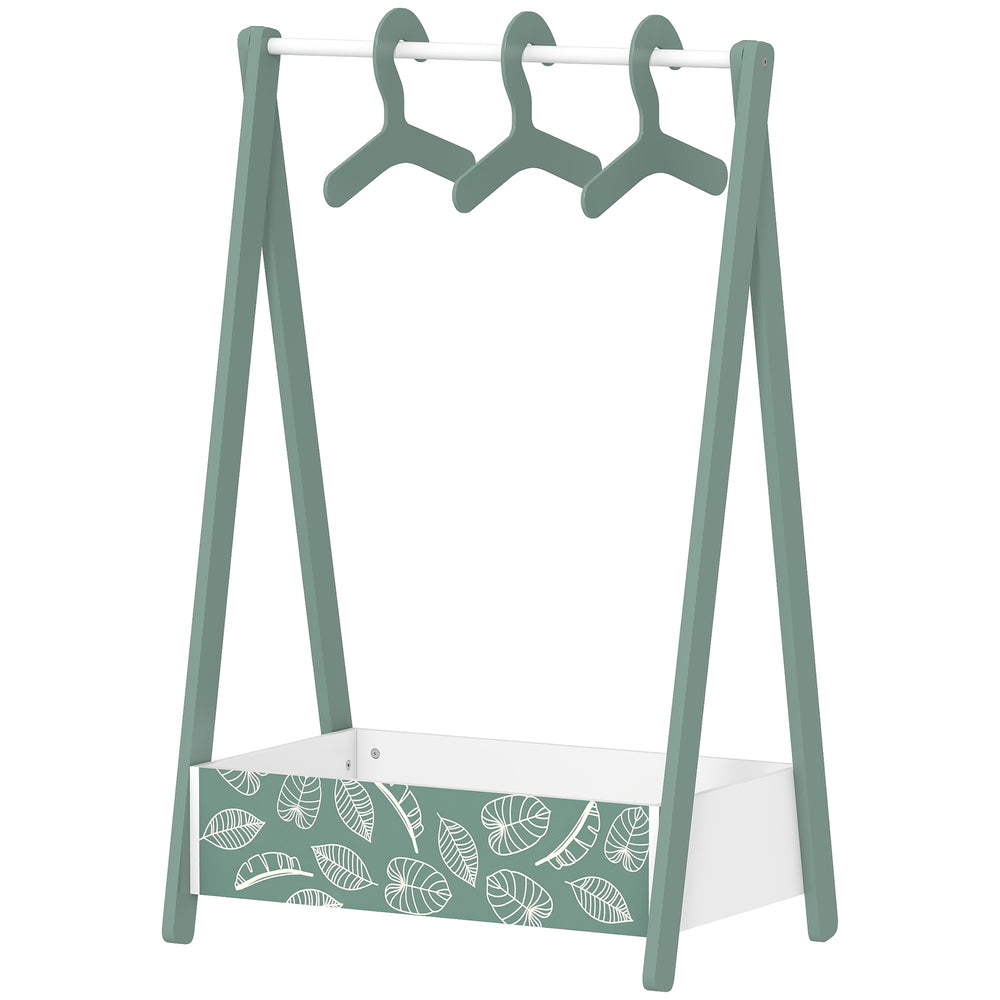 Portant à vêtements avec étagère de rangement et cintres, vert