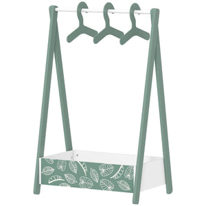 Portant à vêtements avec étagère de rangement et cintres, vert