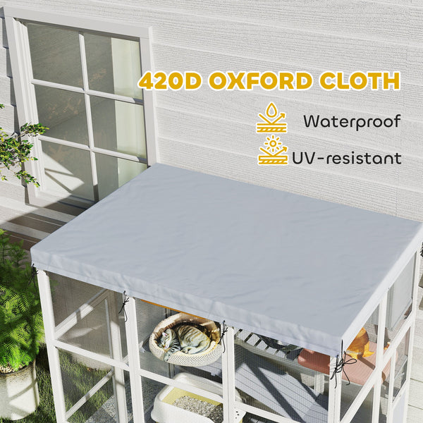 Cat enclosure with weatherproof cover