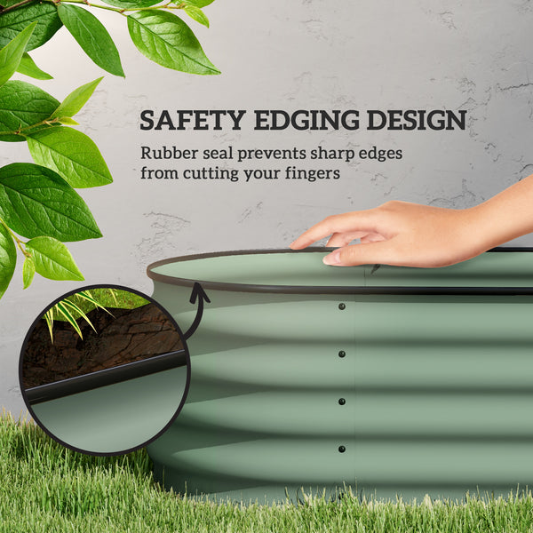 Jardinière surélevée en acier galvanisé avec bordure de sécurité, verte