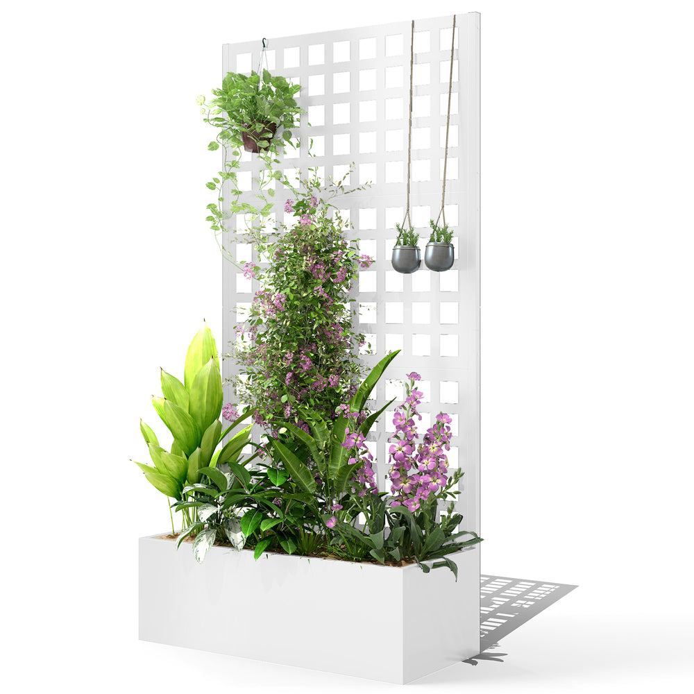 Galvanized raised planter with trellis for climbing plants, vegetables and vines