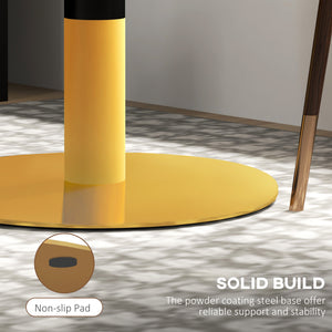 Table de salle à manger ronde avec plateau en imitation marbre, piètement en acier, blanche