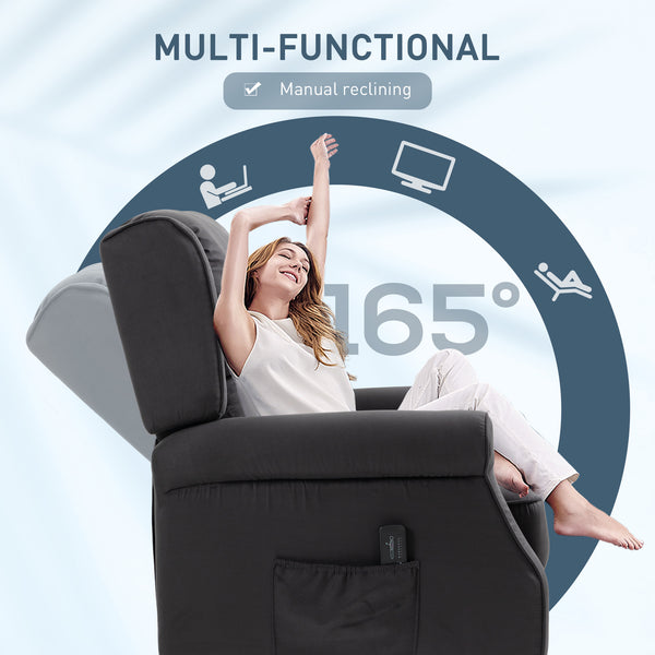 Fauteuil massant inclinable à dossier relevable, noir